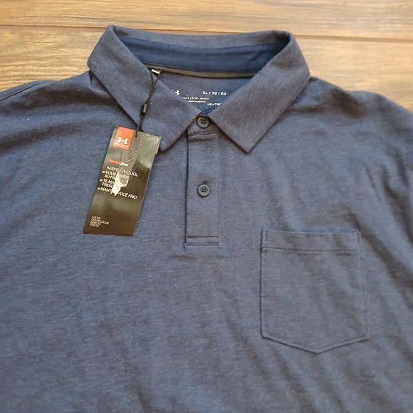 Under Armour Other - Under‎ Armour Polo Mens Extra Large Blue Golf Charged Cotton Stretch Flex IMG